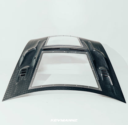 2008-12 HONDA ACCORD CF HONEYCOMB HOOD WITH SEE THROUGH GLASS